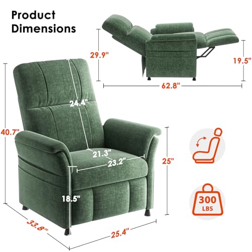 AMADA HOMEFURNISHING Power Recliner Chair for Adults, Adjustable Modern Chenille Reclining Chair with Side Pockets, Remote, Footrest, Thick Seat Cushion for Home Theater, Living Room, Bedroom & RV