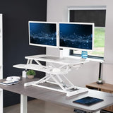 VIVO Height Adjustable 32 inch Standing Desk Converter with Dual 13 to 30 inch Monitor Stand, Sit Stand Monitor Mount and Desk Riser, White, DESK-V000K-M2W VIVO