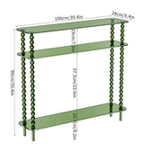Dewrhiixe Acrylic Console Table Narrow, 3 Tier Long Entryway Table with Storage, Mid-Century Modern Sofa Table Entry Table for Living Room, Hallway (Green, 39.4“×9.4”×35.4“) Dewrhiixe