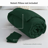 CozyLux Dark Emerald Green Full Size Comforter Set, 3 Pieces Solid Breathable Quilted Bedding Sets, Luxury Fluffy Soft Bed Set with Down Alternative Comforter All Season (1 Comforter & 2 Pillowcases) CozyLux