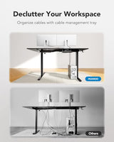 HUANUO L-Shaped Standing Desk, 71 x 48 inch Dual Motor Corner Standing Desk, Electric Height Adjustable Computer Desk with Cable Tray & 3 Preset Heights, Raising Desk for Home Office, Black, HNESD110 HUANUO