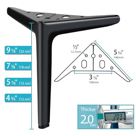 SunVFaFa Black Furniture Legs Heavy Duty, Metal Legs for Furniture Set of 4, Short Dresser Legs 5 Inch, Modern DIY Cabinet Feet Replacement for Couch Futon Cube Storage Nightstand Ottoman Sofa SunVFaFa