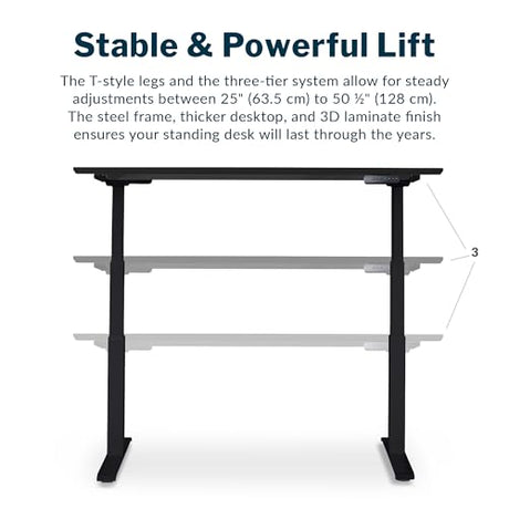 Vari Classic Electric Standing Desk - VariDesk Height Adjustable Sit/Stand Desk - Dual Motor with Memory Presets, Stable T-Style Legs - Gaming or Home Office Workstation - 60”x30”, Black/Black Vari