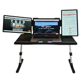 Xebec Air Desk Adjustable Laptop Lap Desk with Height & Tilt | Portable Standing Desk Converter | Foldable Bed Table with Storage Drawers & No-Slip Surface for Home Office Work Xebec