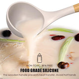 Silicone Cooking Utensils Set - 446°F Heat Resistant Silicone Kitchen Utensils for Cooking,Kitchen Utensil Spatula Set w Wooden Handles and Holder, BPA FREE Gadgets for Non-Stick Cookware (Khaki) oannao