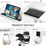 Simple Deluxe Split Top Rotating Standing Desk on Wheels – 23.6" Manual Adjustable Height Mobile Laptop Computer Table – Sit Stand Rolling Workstation with Tilt Function – White Simple Deluxe