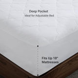 Sleep Philosophy Full Mattress Pad, Cotton Mattress Protector Classic Cloud Quilted Bed Cover, All Natural Breathable Mattress Topper Fitted Pocket Fits Up to 18", Machine Washable, White Sleep Philosophy