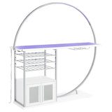 Pemberly Row Circular LED Wood Home Bar with Wine Storage White High Gloss Pemberly Row