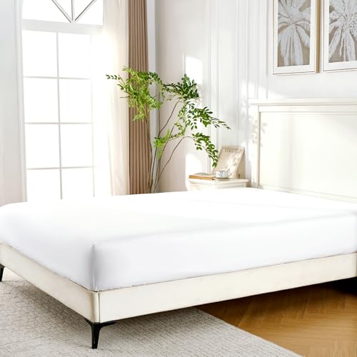 ROSE&RISY White Full Fitted Sheet,Soft and Breathable for Sleeping,Cooling Fitted Sheets,16“ Deep Pocket, 1pack (White, Full) ROSE&RISY