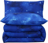 SDIII 3PCS Blue Galaxy Comforter Set Full, Soft Microfiber Lightweight Blue and Pink Space Comforter Full, Galaxy Bedding for Boys Girls Kids Teens SDIII