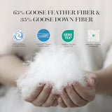 Martha Stewart White Goose Feather Down Fiber Comforter Queen Size- All Season Duvet Insert, Noiseless Fabric with 51oz Filled Luxury Cloud Fluffy Bed Comforter with 8 Corner Loops, White 90x90inch Martha Stewart