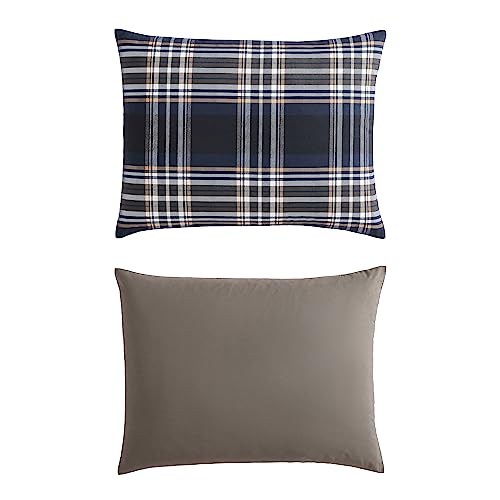 Wrangler- Twin Duvet Cover Set, Soft & Reversible Bedding, Yellowstone Inspired, 2 Piece Bed Set with Matching Pillowcase (City Flats Plaid Blue) Wrangler