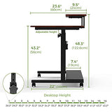 Eureka Ergonomic Mobile Standing Desk 41 Inch, Lockable Home Office Height Adjustable Computer Desk PC Table with Hutch, Teak Top EUREKA ERGONOMIC