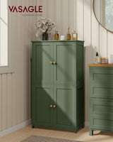 VASAGLE Floor Storage Cabinet, Shaker Cabinet with 2 Adjustable Shelves, 4 Doors, Tall Freestanding Organizer Unit, for Kitchen Bathroom Living Room, Forest Green UBBC553CH01S VASAGLE