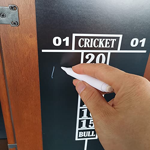 Hathaway Farmington Dartboard and Cabinet Set - Includes 18-in Dartboard, Steel-Tip Darts, Chalk Scoreboards - Perfect for Family Game Rooms, Basements, Home Bars, Walnut Hathaway