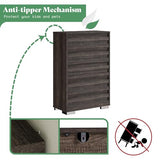 AMERLIFE 5 Chest of Drawers for Bedroom, 47" Tall Drawers Dresser with Tilt Handle, Farmhouse Wooden Dresser for Bedroom, Living Room, Hallway, Grey AMERLIFE