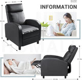 Homall Recliner Chair, Recliner Sofa PU Leather for Adults, Recliners Home Theater Seating with Lumbar Support, Reclining Sofa Chair for Living Room (Black, Leather) Homall