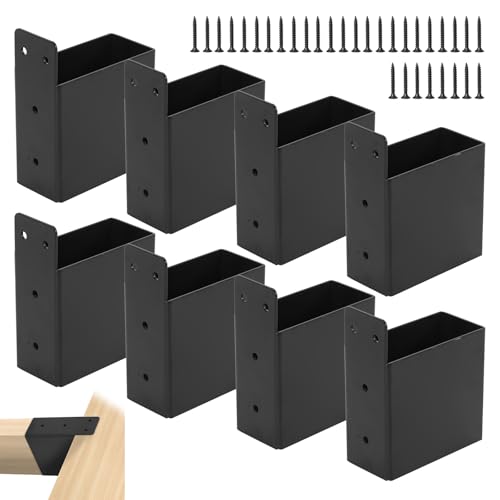 Rasugarlary 2x4" Pergola Bracket, 8 Pcs Pergola Post Top Rafter Brackets Deck Railing Brackets Heavy Duty Black Powder Coated Pergola Kit for DIY Wood Pergolas Gazebo (with Screws) Rasugarlary