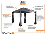 Sojag 8' x 8' Sanibel Hardtop Gazebo Outdoor Weather-Resistant Aluminum Frame Sun Shelter Sojag