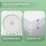 PDXM Waterproof Mattress Protector, Mattress Cover, Soft, Breathable,Noiseless, Deep Pocket 6-18 inches, White for Home Hotel Bedroom,Easy wash (Full) PDXM