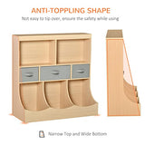HOMCOM Natural Wood Kids Bookcase and Toy Storage Organizer with Drawers HOMCOM