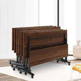 Folding Conference Table,55.1 inch Mobile Meeting Seminar Table with Wheels,Sturdy Rectangular Business Training Tables with Strong Metal Frame,Modular Conference Room Tables for Office Boardroom VORDERRY