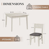 VECELO 5-Piece Square Dining Table Set for 4, 38.2'' Solid Wood Kitchen Table with 4 Upholstered Chairs & 2 Drawers for Dining Room, Kitchen, Small Space, Washed Gray VECELO