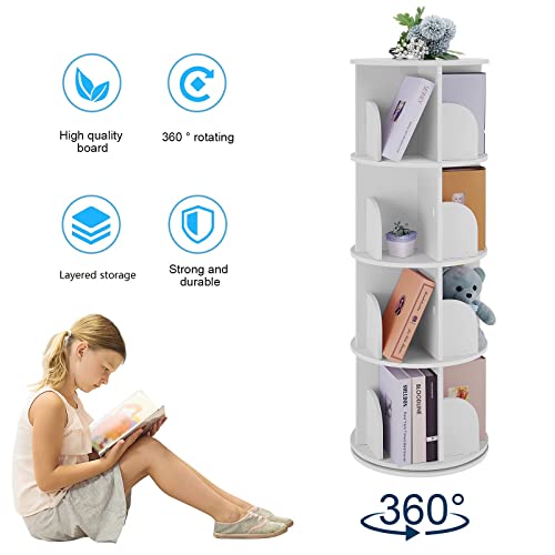 NAIYUFA 360-Degree Rotating Bookshelf - Versatile Floor Standing Bookcase for Kids & Adults - WoodArtSupply