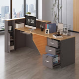 Zethvax L-Shaped Reception Desk,Large Front Desk with Keyboard Tray, Lockable Drawers & File Cabinet, Receptionist Desk for Checkout,Lobby (Right L-Natural Wood/Slate Gray, 71''L x 23.6''W x 41.3''H) Zethvax