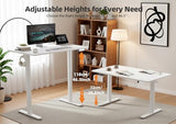 Seang Electric Height Adjustable Standing Desk, 55 x 24 Inch Sit-Stand Desk with T-Shaped Frame, 3 Memory Presets & Cable Management for Home Office Computer Workstation, White Frame/White Top Seang