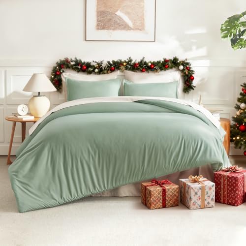 Litanika Comforter Full Size Set Sage Green, 3 Pieces Lightweight Bed Set, Solid Bedding Comforters Sets, Soft All Season Down Alternative Quilt Blanket Litanika