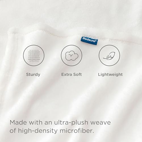 Bedsure GentleSoft Fleece Blankets King Size White - Bed Blanket Soft Lightweight Plush Cozy Fuzzy Luxury Microfiber, 108x90 inches Bedsure