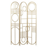Deco 79 Metal Geometric Room Divider Screen - Hinged Foldable Arched Partition 3 Panel Privacy Screen, 50" x 1" x 69", Gold Deco 79