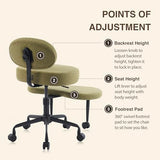 DR.LOMILOMI Ergonomic Cross-Legged Meditation Office Chair – Wide Criss Cross Kneeling Chair with Wheels, Adjustable Lumbar Support, Ideal for Yoga, Study & ADHD – Makani 601 (Standard, Olive) DR.LOMILOMI