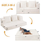 Cansunna Futon Sofa Bed with Pillow, 3-in-1 Sleeper Sofa Bed with Removable Cover, Convertible Floor Sofa Bed, No Assembly Boneless Couch for Living Room, Bedroom Cansunna