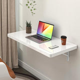 Clikuutory Wall Mounted High Gloss Folding Table, Wall Desk Fold Down for Small Spaces, Folding Workbench for Laundry Room, Home Office, Kitchen, Bedroom, Home Bar, White (31.5"×15.7") Clikuutory