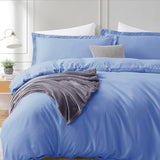 Hearth & Harbor Calm Blue Duvet Cover Queen Size - 3 Piece Soft Double Brushed Bedding Set - Includes 1 Queen Duvet Cover with Button Closure 90x90 inches and 2 Pillow Shams Hearth & Harbor
