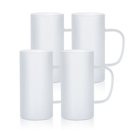 PYD Life Sublimation Glass Blanks Mug Frosted Glass Tumblers 22 OZ Coffee Beer Mugs Cups with Handle for Cricut Mug Press and Tumbler Heat Press 4 Pack PYD Life