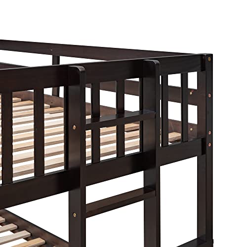 Harper & Bright Designs Espresso Twin Over Full Bunk Bed with Trundle and Storage Drawers - WoodArtSupply