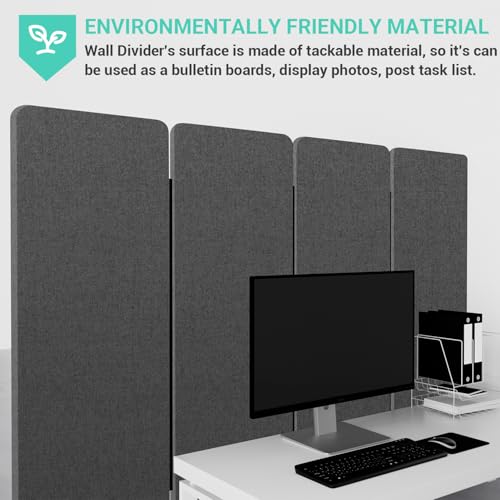 Soundproof Room Divider W/Wheels, 66in Office Dividers for Sound Proofing & Reducing, Sound Proof Dividers for Office Partitions Portable Temporary Wall Acoustic Wall Divider (Cool Grey, 4 Panel) YASRKML