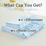 ZSYAYAHA Twin Size Duvet Cover Set Light Blue Ruffle Comforter Covet Set for Girls Kids Teens 3 Pieces Soft Microfiber Bedding Set All Seasons(Light Blue, Twin) ZSYAYAHA