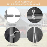JY QAQA Carport, 12x20 FT Heavy Duty Carport with Roll-Up Window and Sandbags, Portable Garage with Removable Side Walls and Doors, Car Canopy with All-Season Tarp for Cars, Trucks, Boats, Grey JY QAQA PET