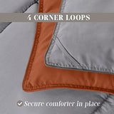 Elegant Comfort 3-Piece Reversible Comforter Set, All Season Cozy, Soft Down Alternative, Quilted - Box Stitched - Duvet Insert with 4 Corner Tabs, Comforter with Shams, Twin, Coral/Gray Elegant Comfort