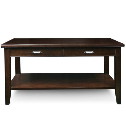 Leick Home 10504 Laurent Two Drawer Coffee Table with Shelf, Chocolate Cherry Leick Home