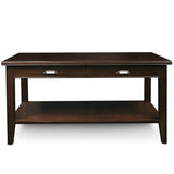 Leick Home 10504 Laurent Two Drawer Coffee Table with Shelf, Chocolate Cherry Leick Home