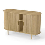 SoarTalent Fluted Sideboard Buffet Cabinet with Storage, 47" Mid-Century Modern Console Table with Sliding Doors, Wood Credenza for Dining Room, Coffee Bar Station, Light Oak SoarTalent