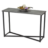 Household Essentials Jamestown Console Sofa Table Rustic Slate Concrete and Black Metal Household Essentials