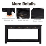 kinbor Long Sofa Table - Black 60 Inch Console Tables for Living Room, Hallway Table with 4 Drawers, Modern Wood Entryway Table with Storge Shelf kinbor
