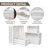 JUMBO HUMBLE Set of 4 Large Wooden Decorative Storage Crates, Whitewashed Nesting Wooden Crates for Display Rustic, Farmhouse Wooden Storage Container Boxes Made from 100% Wood JUMBO HUMBLE