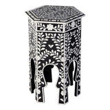Butler Specialty Company Amaya 16" W Hexagon Bone Inlay Side Table- Black-White Butler Specialty Company